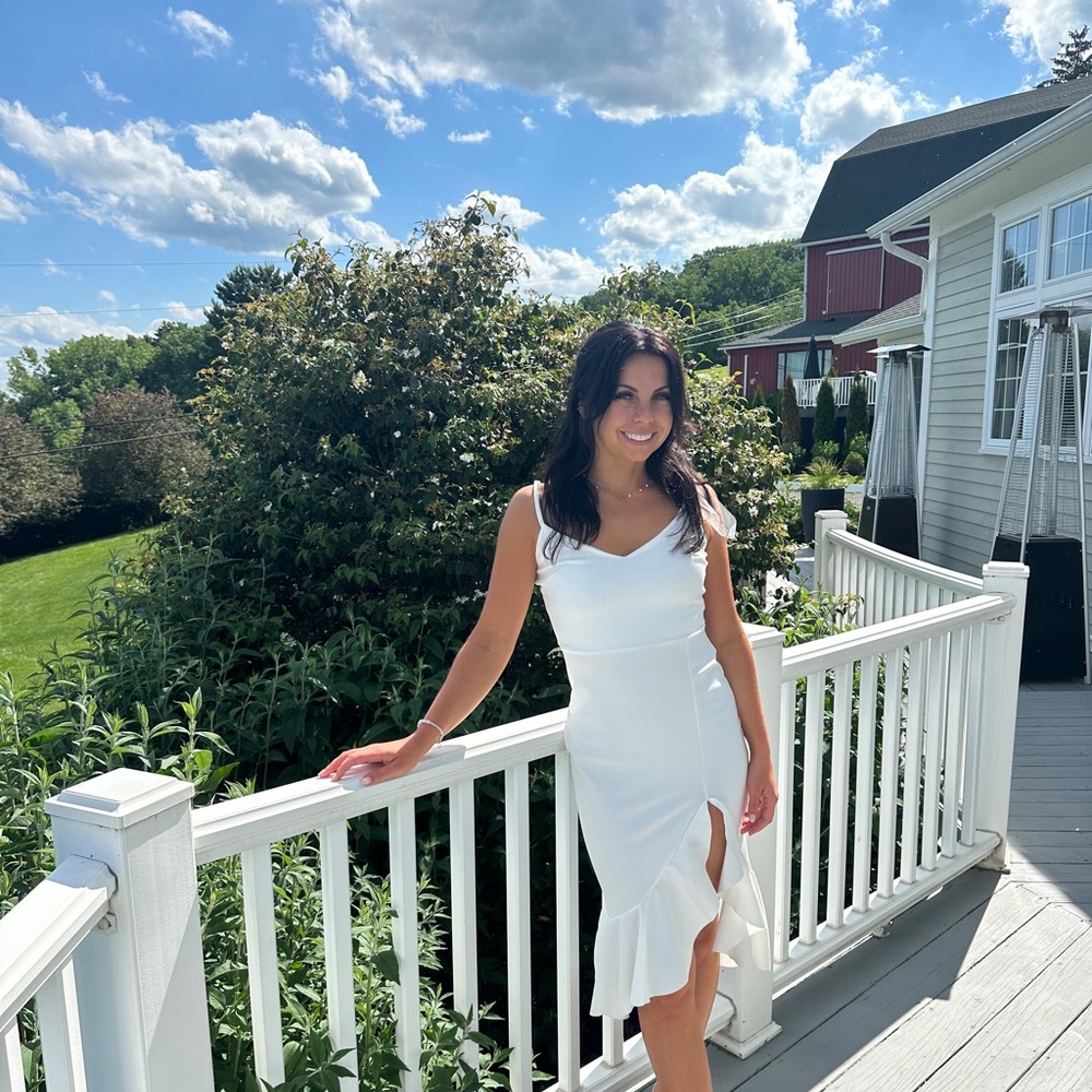 Boohoo White Frill Hem Dress